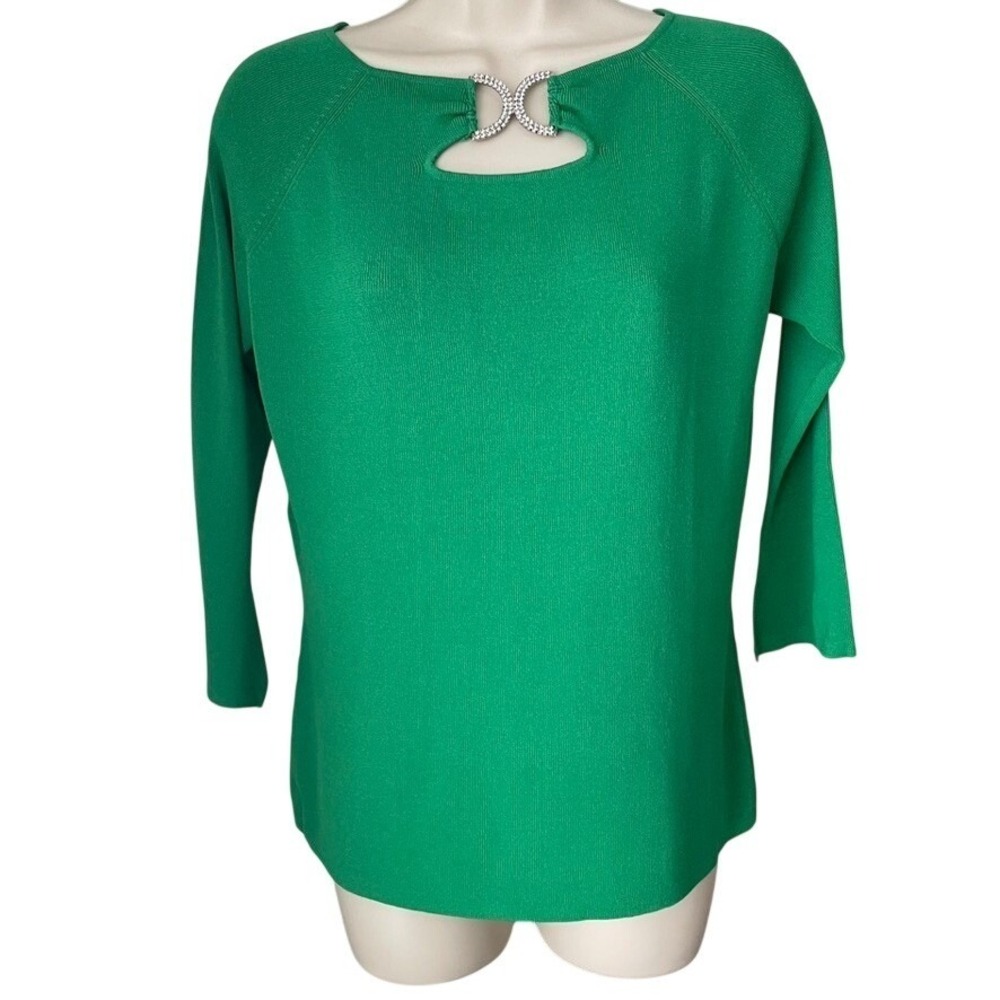 Joseph A NWT Kelly Green Rhinestone Top Womens XL Embellished Party Blouse‎